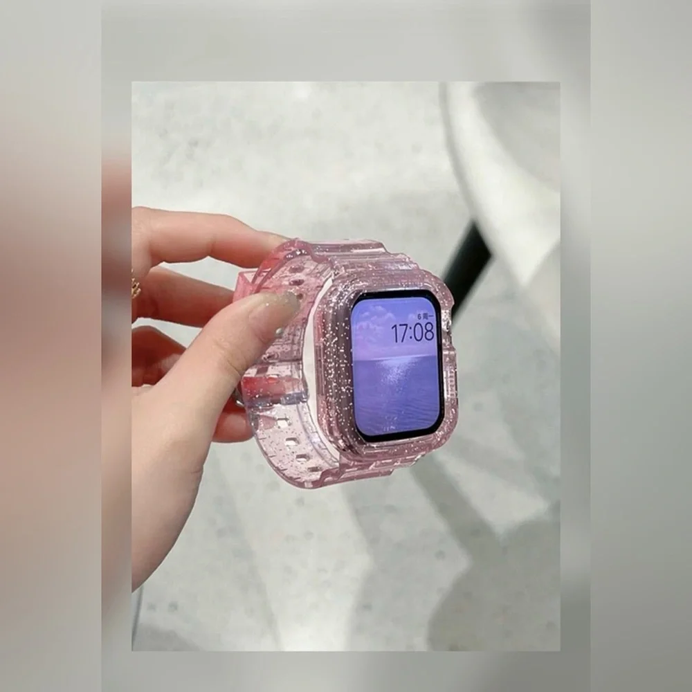 Smartwatch with Pink Glitter Band. Fits Apple Watch 38/40/41